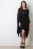 Dolman Sleeve Handkerchief Midi Dress