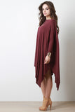 Dolman Sleeve Handkerchief Midi Dress