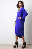 Dolman Sleeve Loose Fit Midi Dress