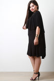 Cape Tier Mock Neck Dress