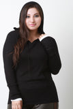 Hooded Layered Contrast Long Sleeves Sweater Top