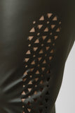 Geometric Cutouts Vegan Leather Leggings