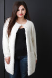 Plush Metallic Knit Pocket Cardigan